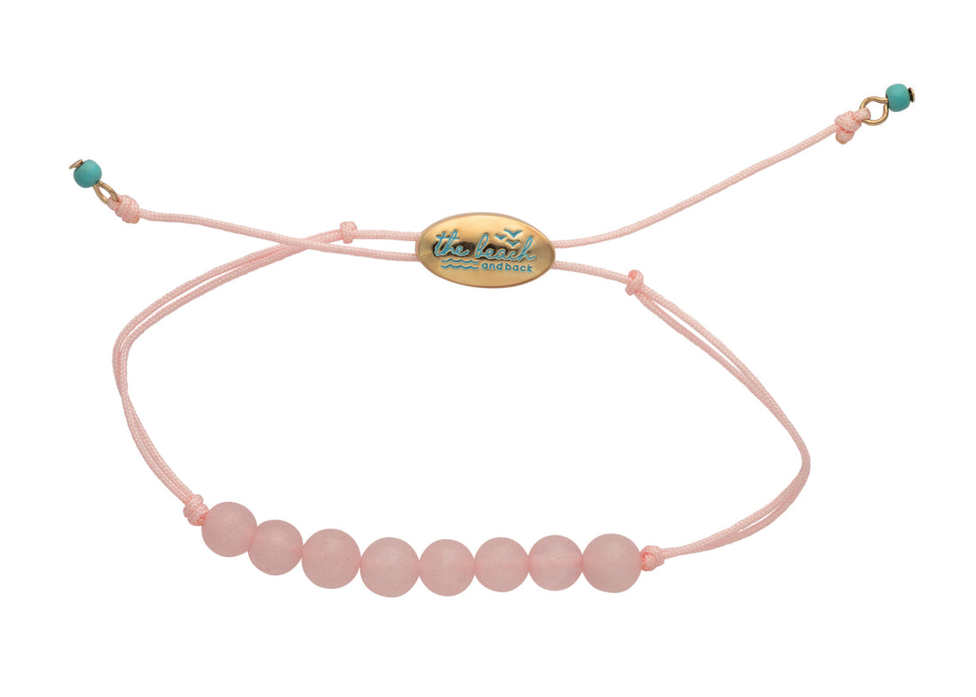 seaside pink rose quartz slider bracelet