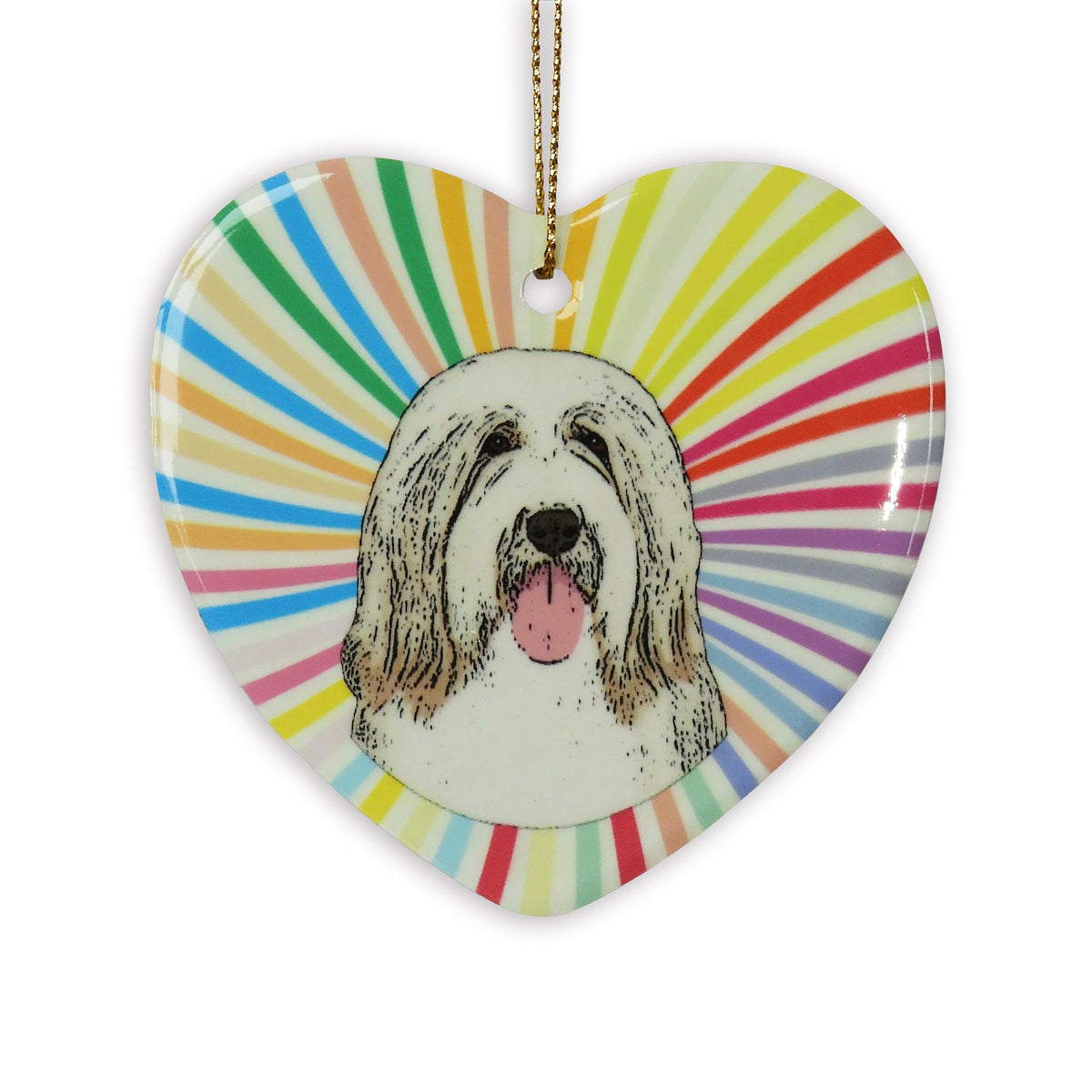 Bearded Collie Ceramic Heart Onament
