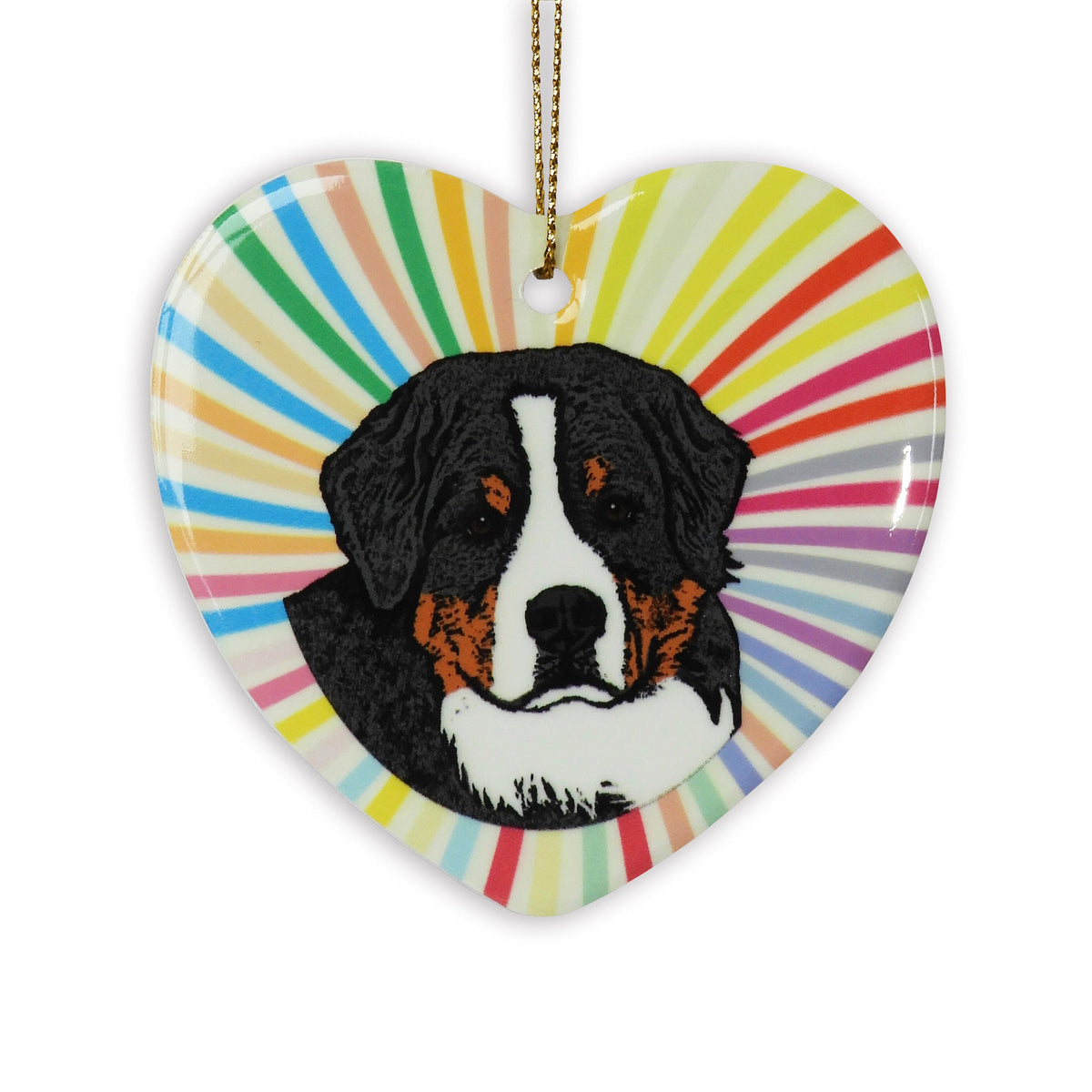 Bernese Mountain Ceramic Heart Ornament