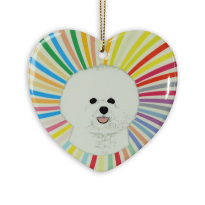 Bichon Frise Ceramic Heart Ornament