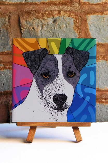 Jack Russell Black Ceramic Art Tile