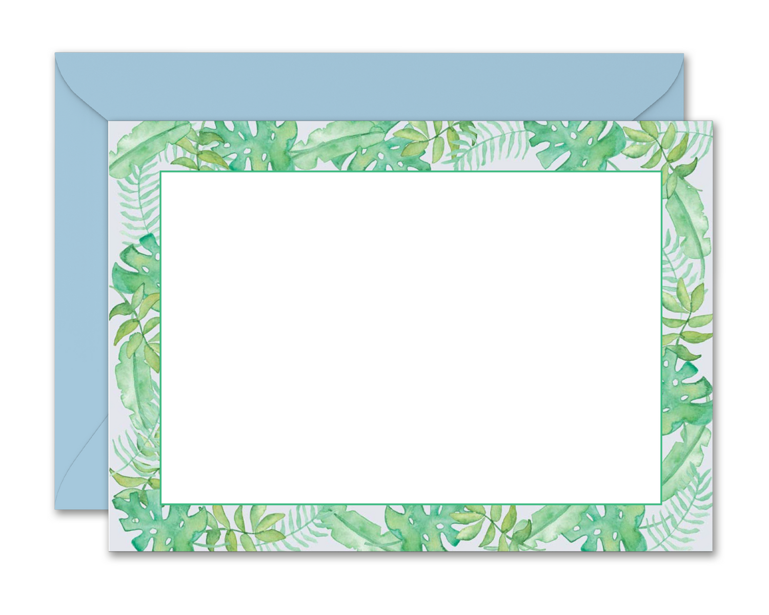 Watercolor Tropical Leaves Flat Notecard Stationery Set