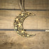 Hand-painted wooden bohemian crescent moon Christmas ornament with celestial holiday design and lightweight festive decor, mystical moon tree decoration for boho winter and cosmic holiday style