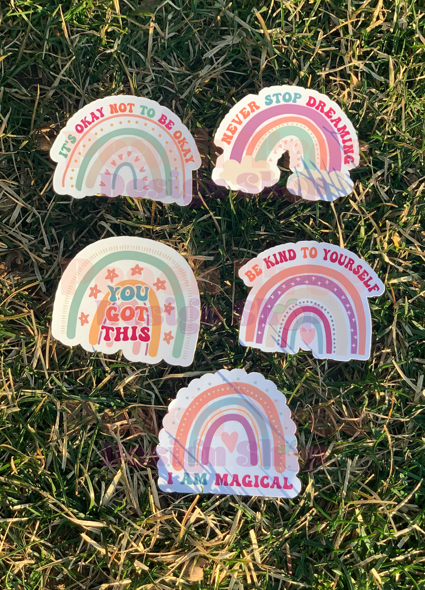 Retro Boho Rainbow Inspirational Stickers