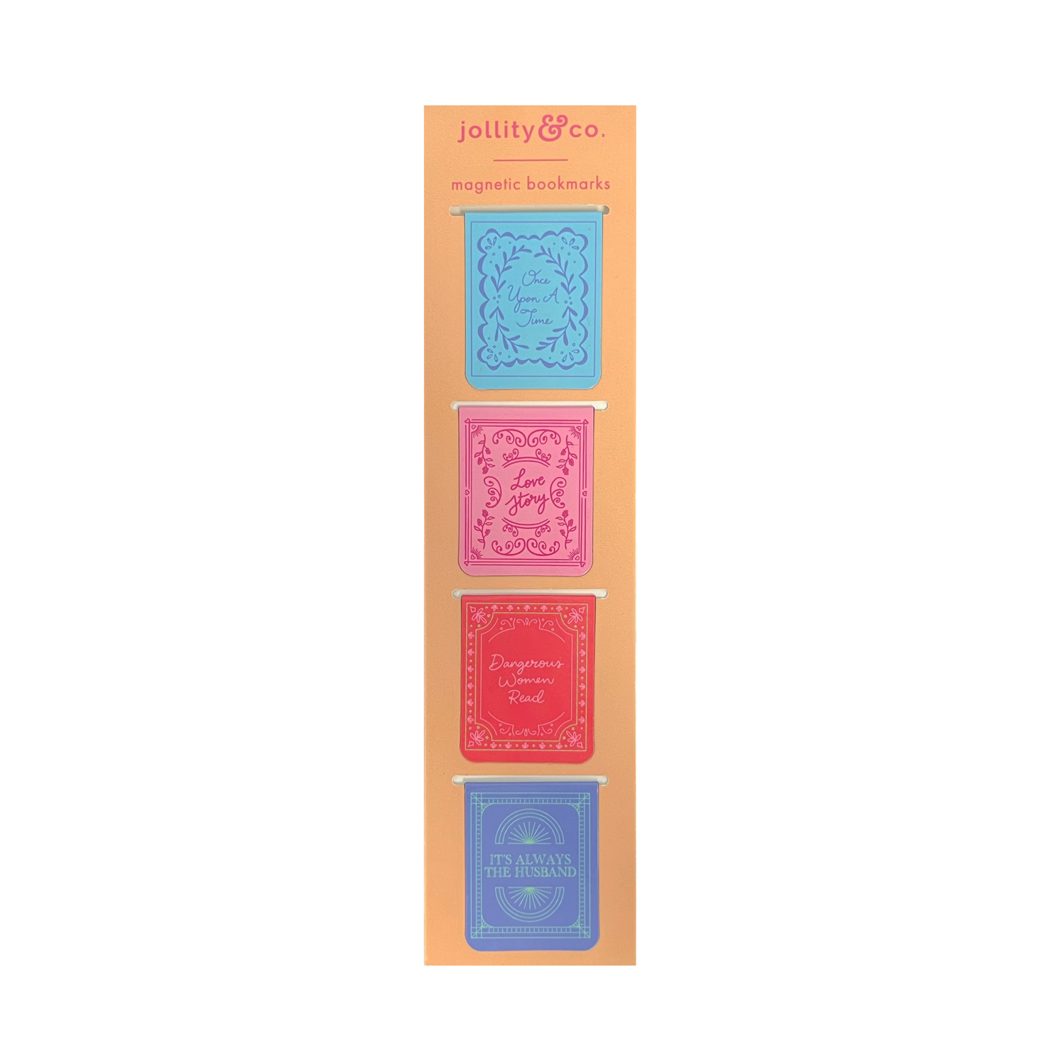 Book Club magnetic bookmarks set with tassels and book-themed illustrated designs, pack of 6, Jollity &amp; Co.