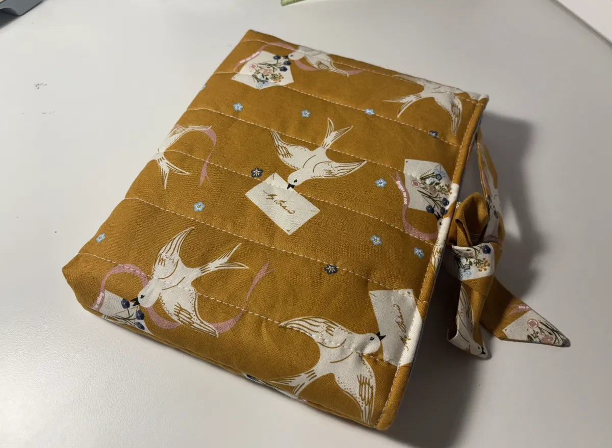 Soft Quilted Book Sleeve with Tie Close