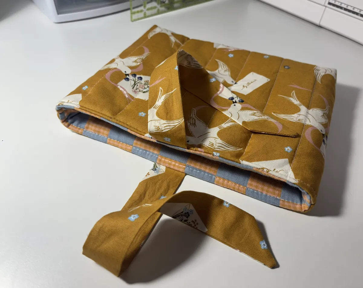 Soft Quilted Book Sleeve with Tie Close