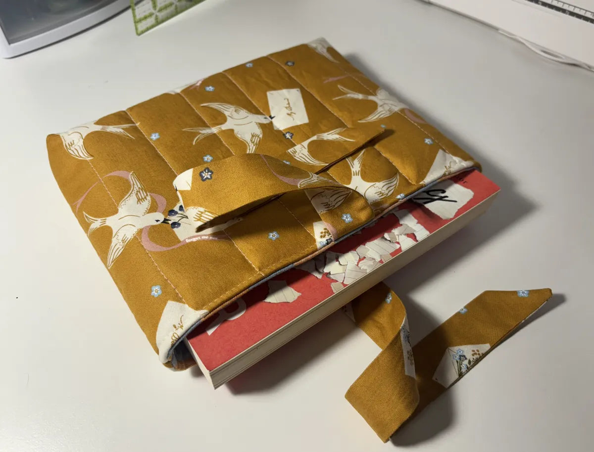Soft Quilted Book Sleeve with Tie Close