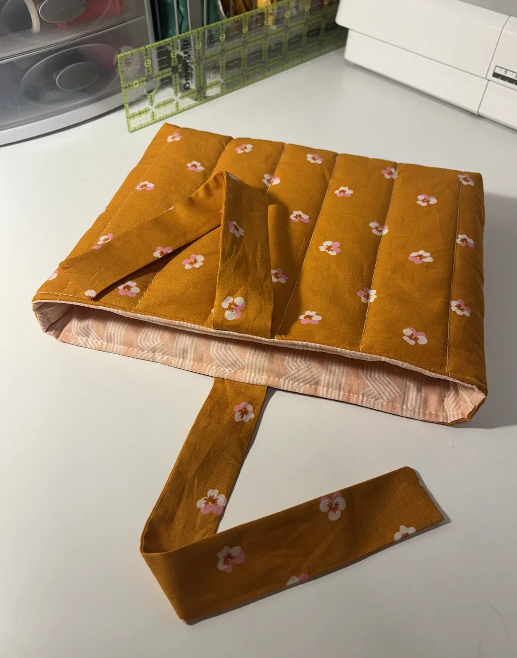 Soft Quilted Book Sleeve with Tie Close