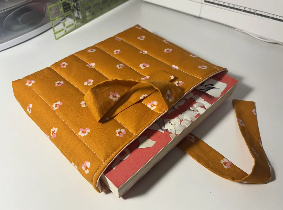 Soft Quilted Book Sleeve with Tie Close