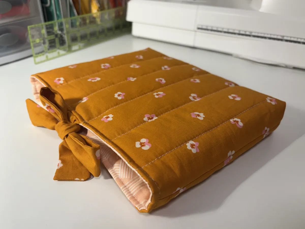 Soft Quilted Book Sleeve with Tie Close