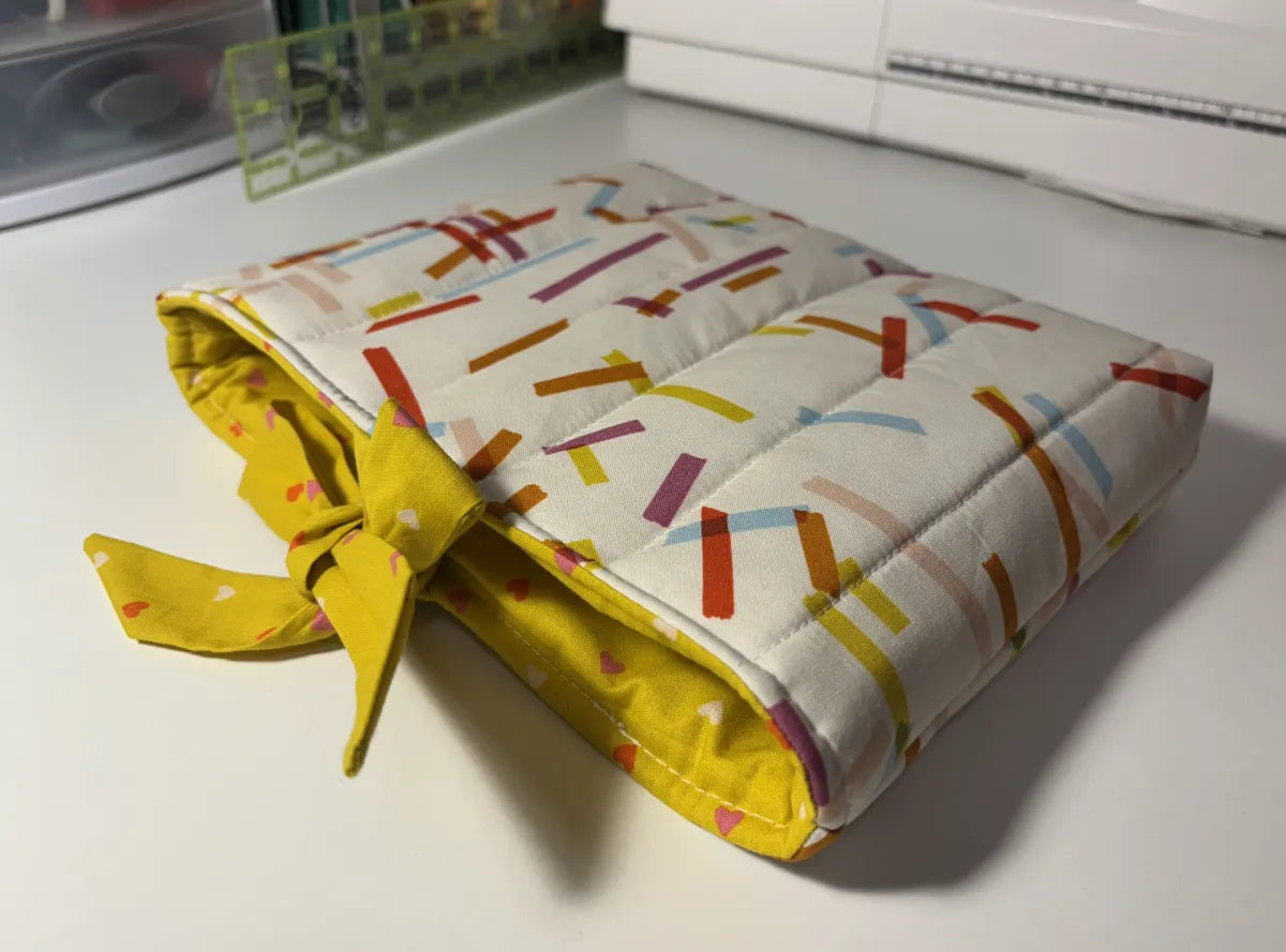 Soft Quilted Book Sleeve with Tie Close
