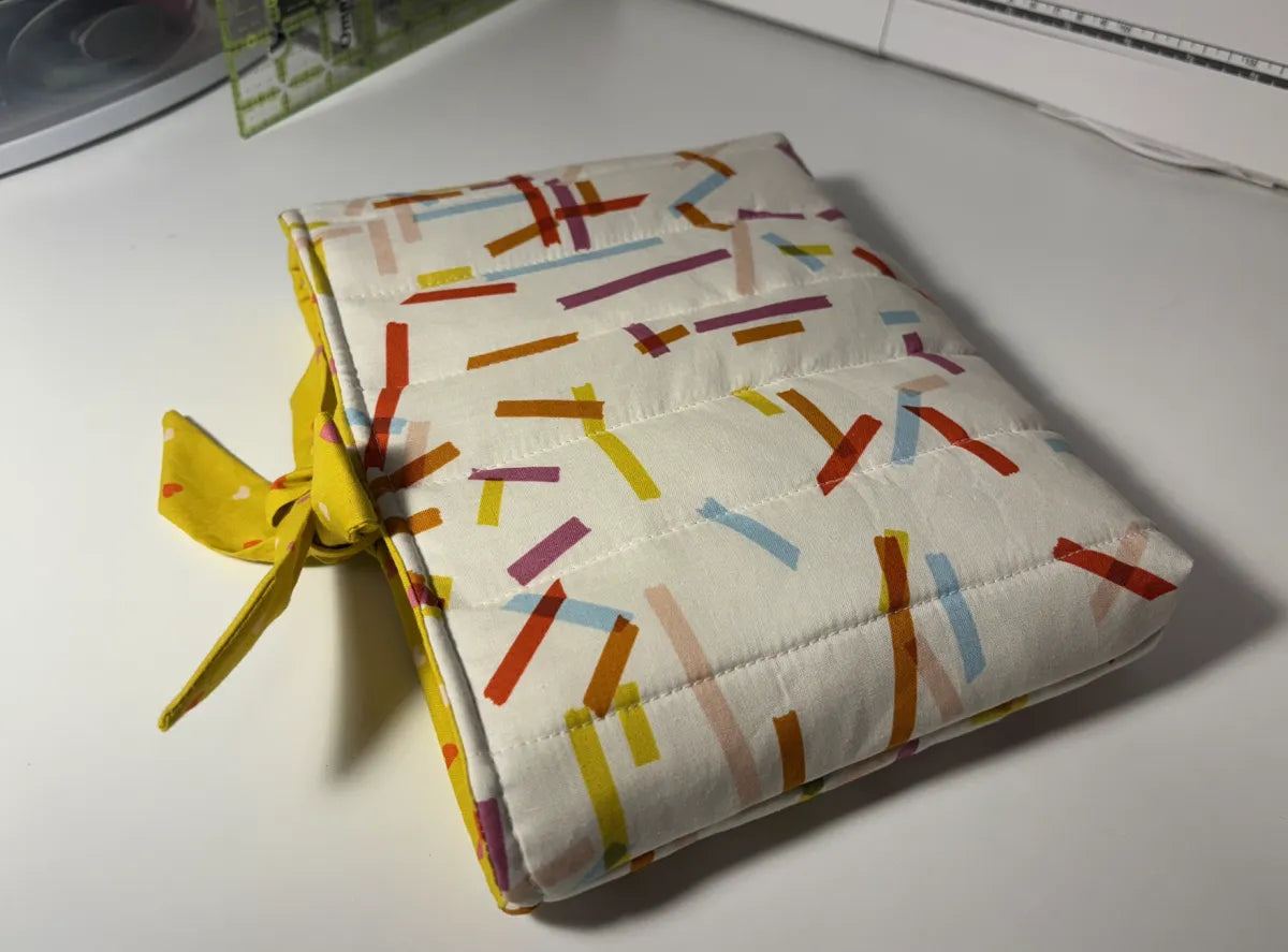Soft Quilted Book Sleeve with Tie Close