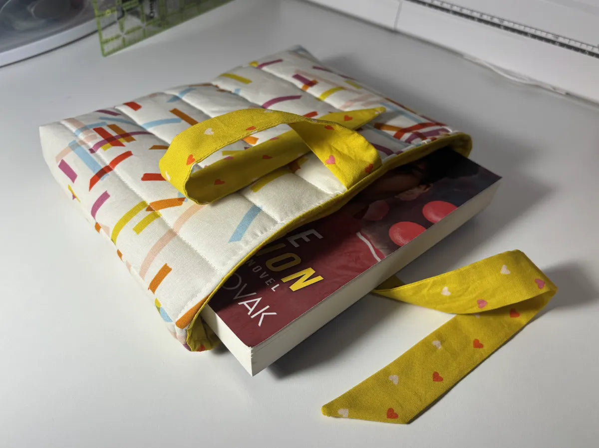 Soft Quilted Book Sleeve with Tie Close