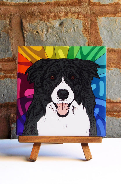 Border Collie Ceramic Art Tile