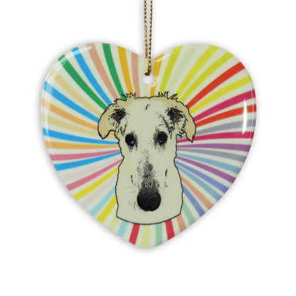 Borzoi Ceramic Heart Ornament