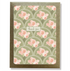 Kraft paper box with a cutout window showing a pink and green floral print thank you card