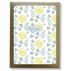 Kraft paper box with a cutout window showing a blue and yellow floral print thank you card