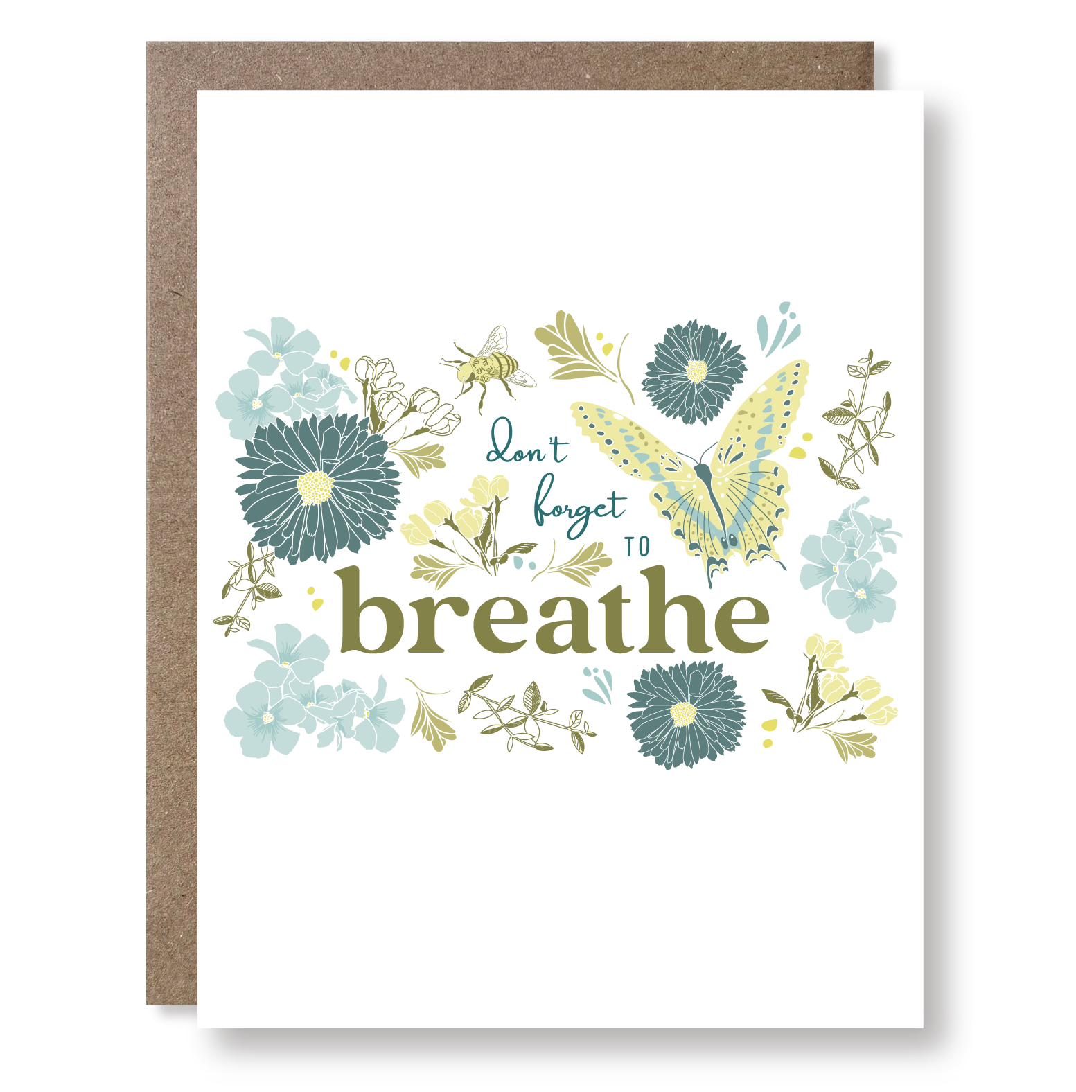 Greeting card with butterfly and floral design and &