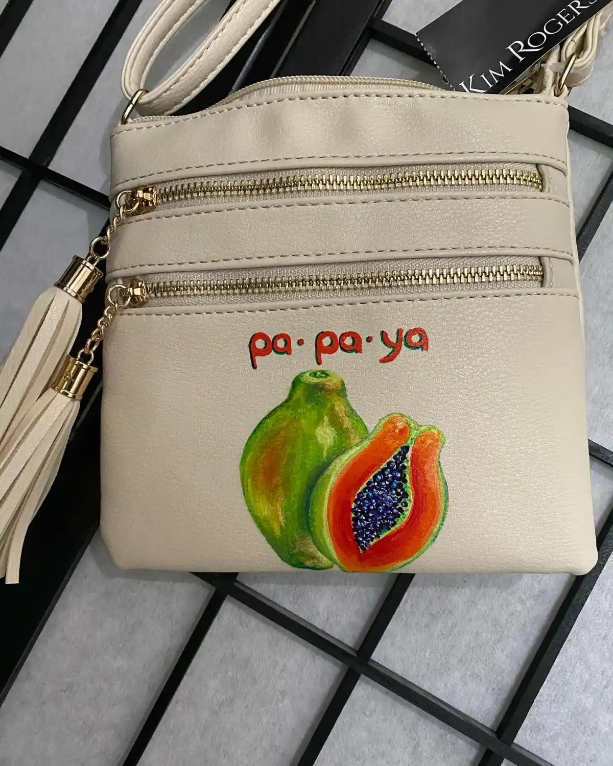Tropical painted purse: "Man.Go &amp;amp; Pa.Pa.Ya"