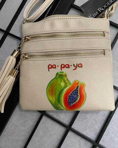 Tropical painted purse: "Man.Go &amp;amp; Pa.Pa.Ya"