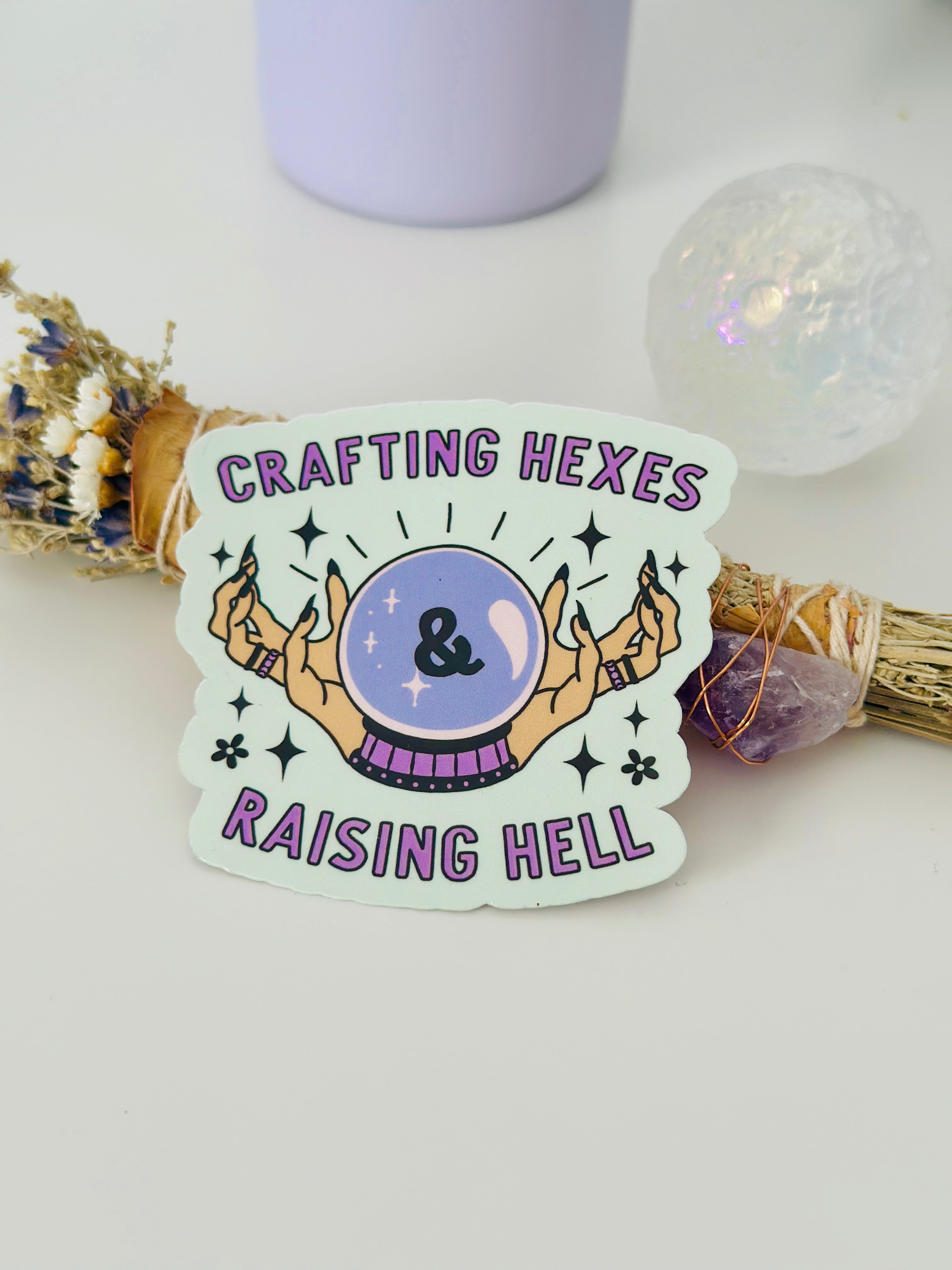 Crafting Hexes &amp; Raising Hell Sticker, Witch Sticker