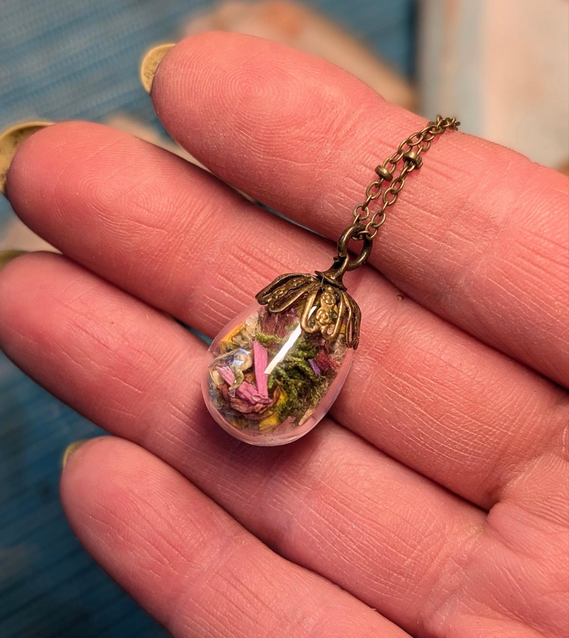 Unique Handcrafted Large Medicine Woman Floral Necklace with Quartz and Colorado Wildflowers (Copy)