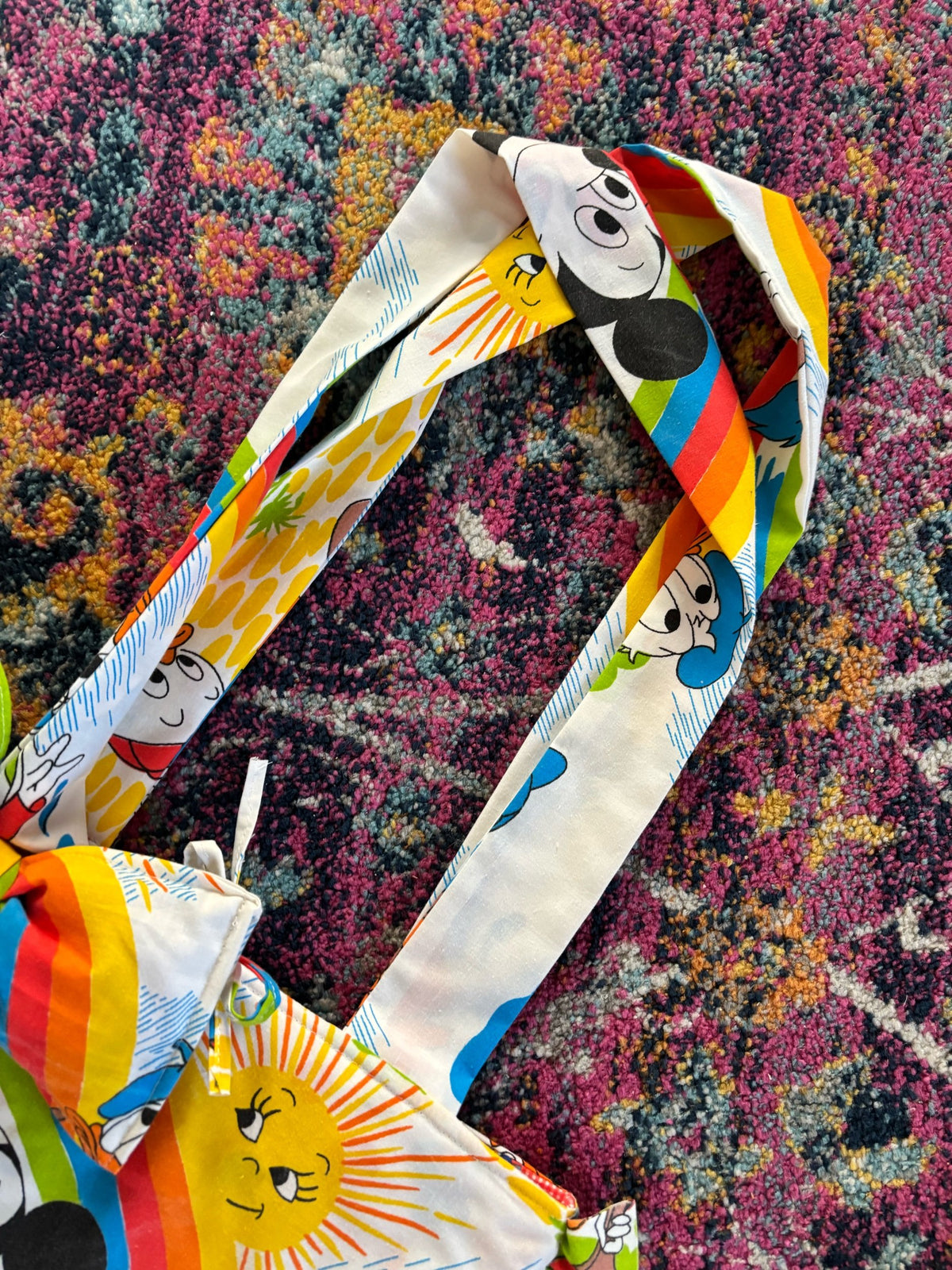 Upcycled Rainbow &amp; Sunshine Mickey Mouse Tote Bag