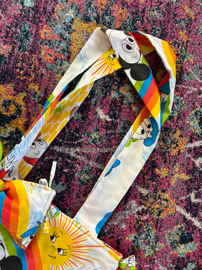 Upcycled Rainbow &amp; Sunshine Mickey Mouse Tote Bag