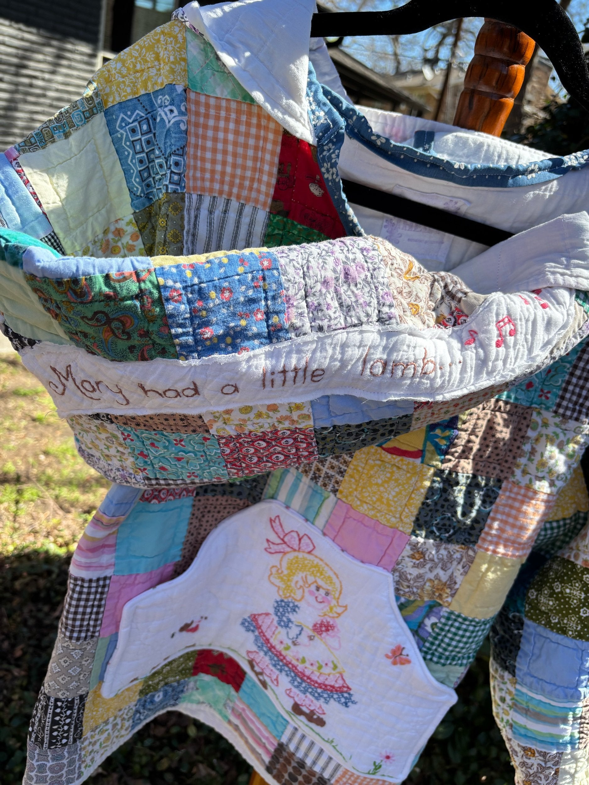 Mary Had a Little Quilt Reimagined Vintage Quilt Hoodie
