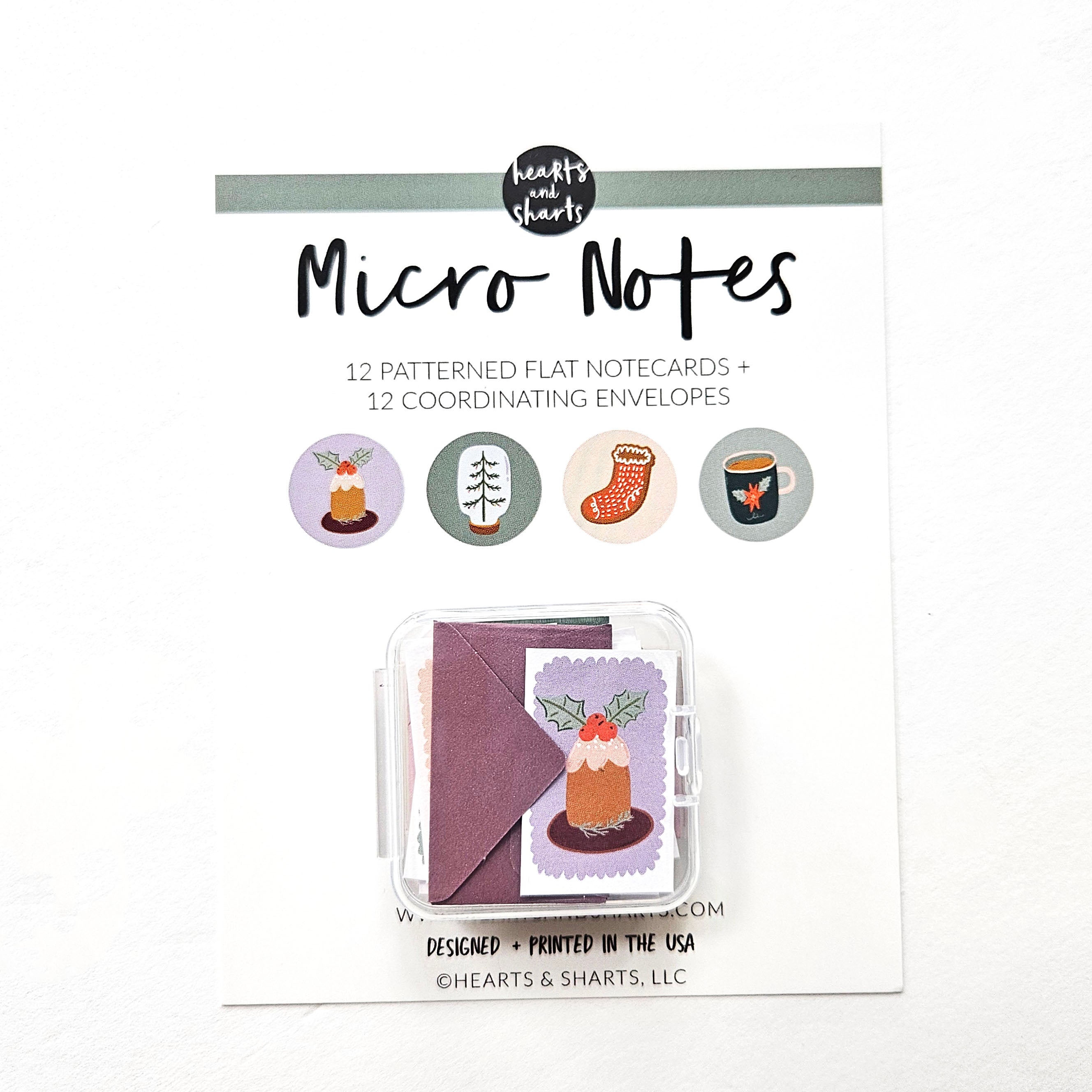 MICRO NOTES - 8 TINY NOTECARDS + 8 COORDINATING, NON-SEALING, TINY ENVELOPES