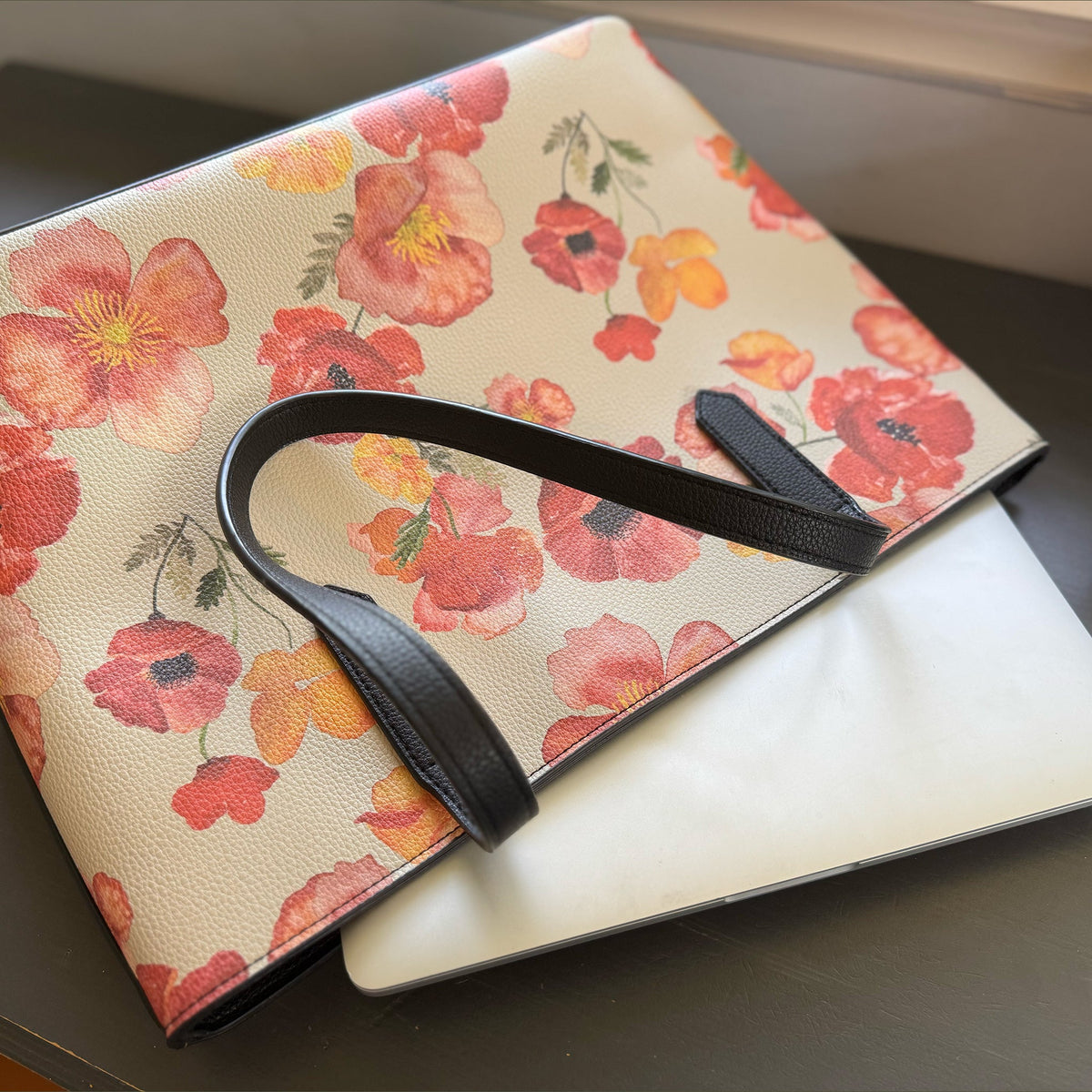 ember poppies carryall in vegan leather