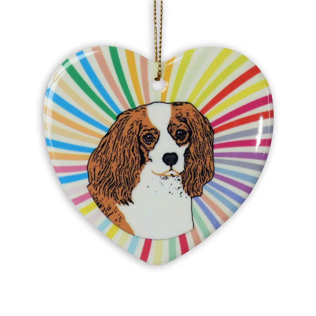 Cavalier Brown Ceramic Heart Ornament