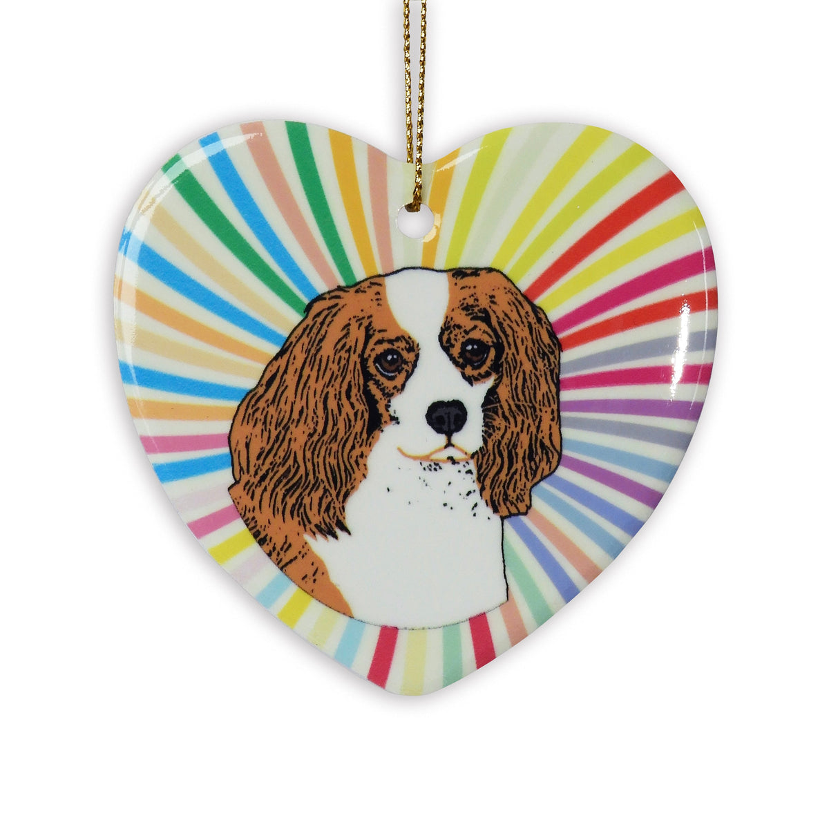 Cavalier Brown Ceramic Heart Ornament