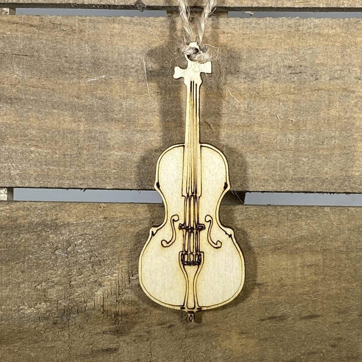 Hand-painted wooden cello Christmas ornament with detailed musician instrument design and lightweight festive decor, elegant string instrument tree decoration for music lovers and orchestra holiday style
