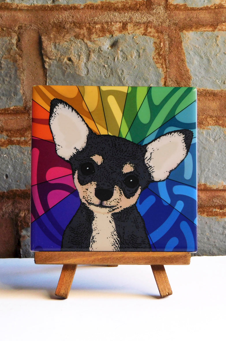 Chihuahua Black Ceramic Art Tile