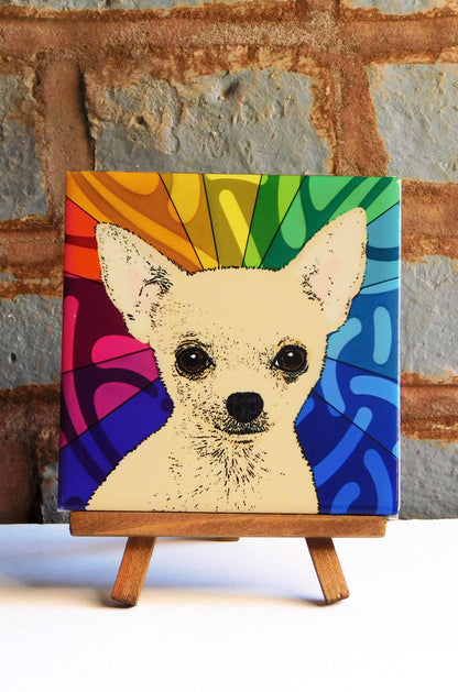 Chihuahua Tan Ceramic Art Tile