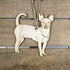 Hand-painted wooden chihuahua Christmas ornament featuring a cute small dog design with perky ears and expressive face, festive holiday decor for dog lovers and chihuahua enthusiasts by Cate’s Concepts