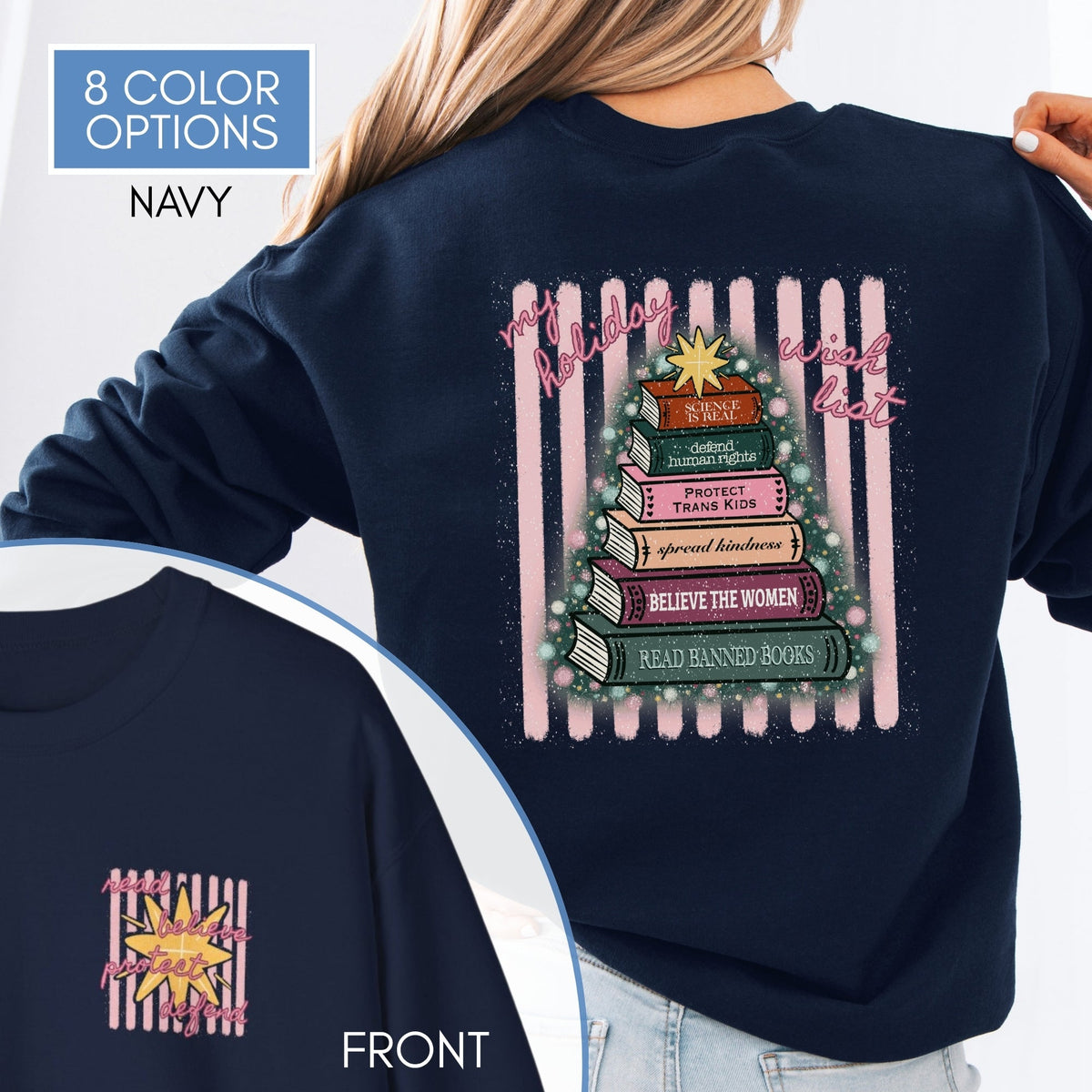 Christmas-book-tree-unisex-Crewneck-holiday-activism-sweatshirt-literary-activist-apparel-reader-bibliophile-top-Navy