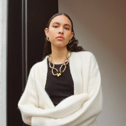 Circe Beige &amp; Black Rope Looped Necklace