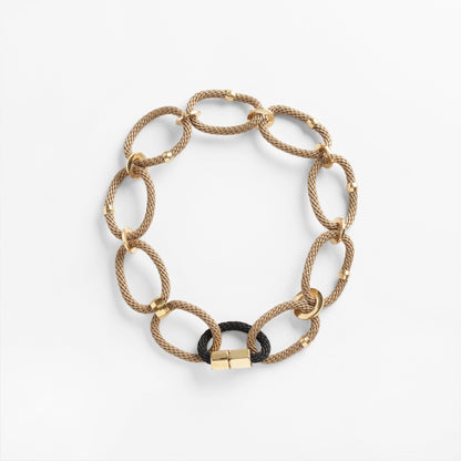 Circe handmade beige and black rope looped necklace by Pichulik, sustainable ethical artisan jewelry brand, fair trade Cape Town South Africa