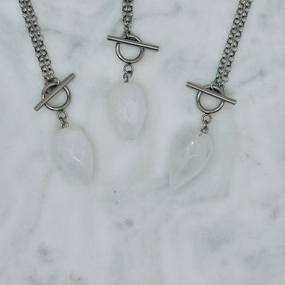 Silver Crystal Pendulum Necklace
