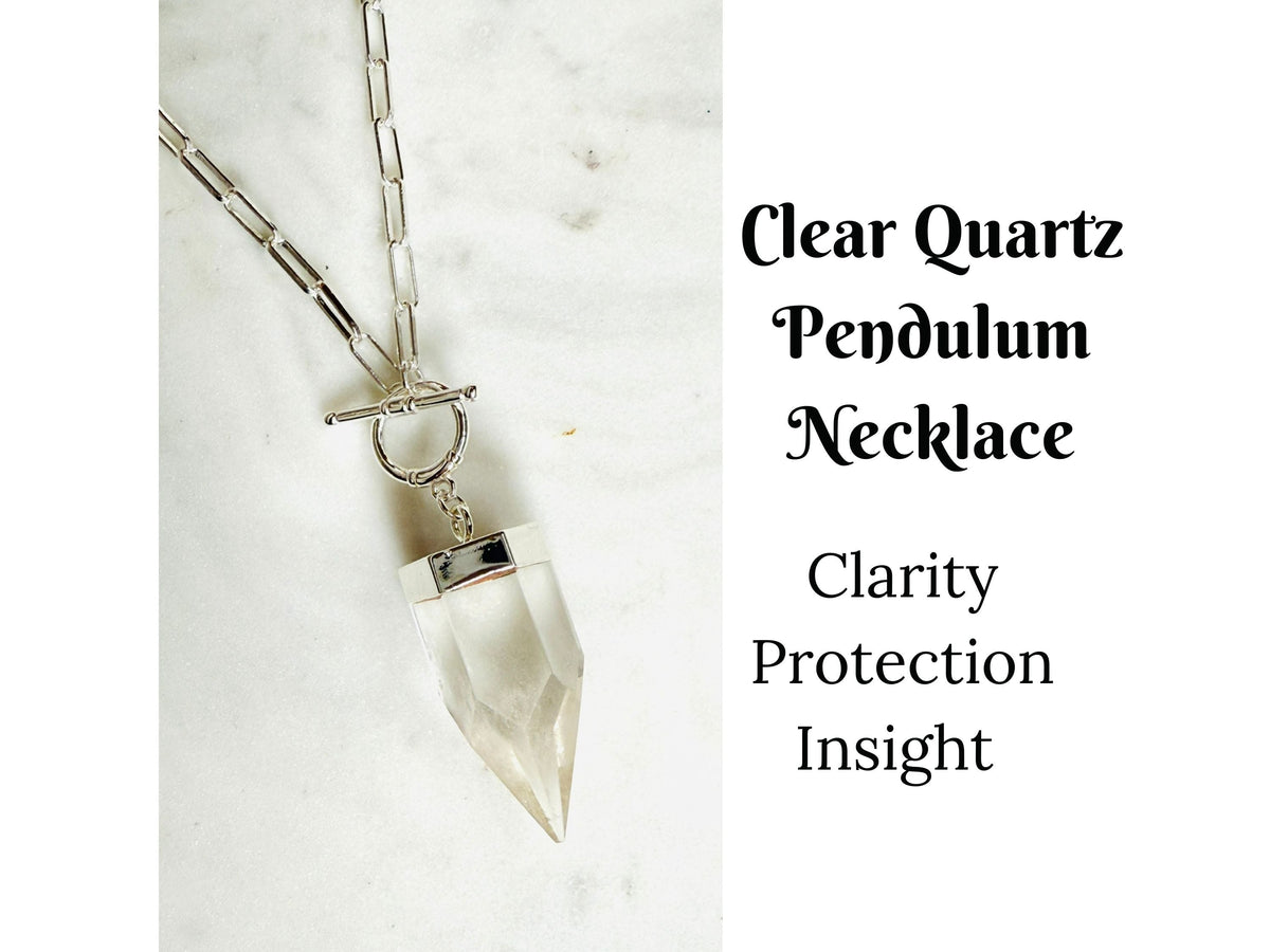 Crystal Pendulum Necklace Silver or Gold Chain