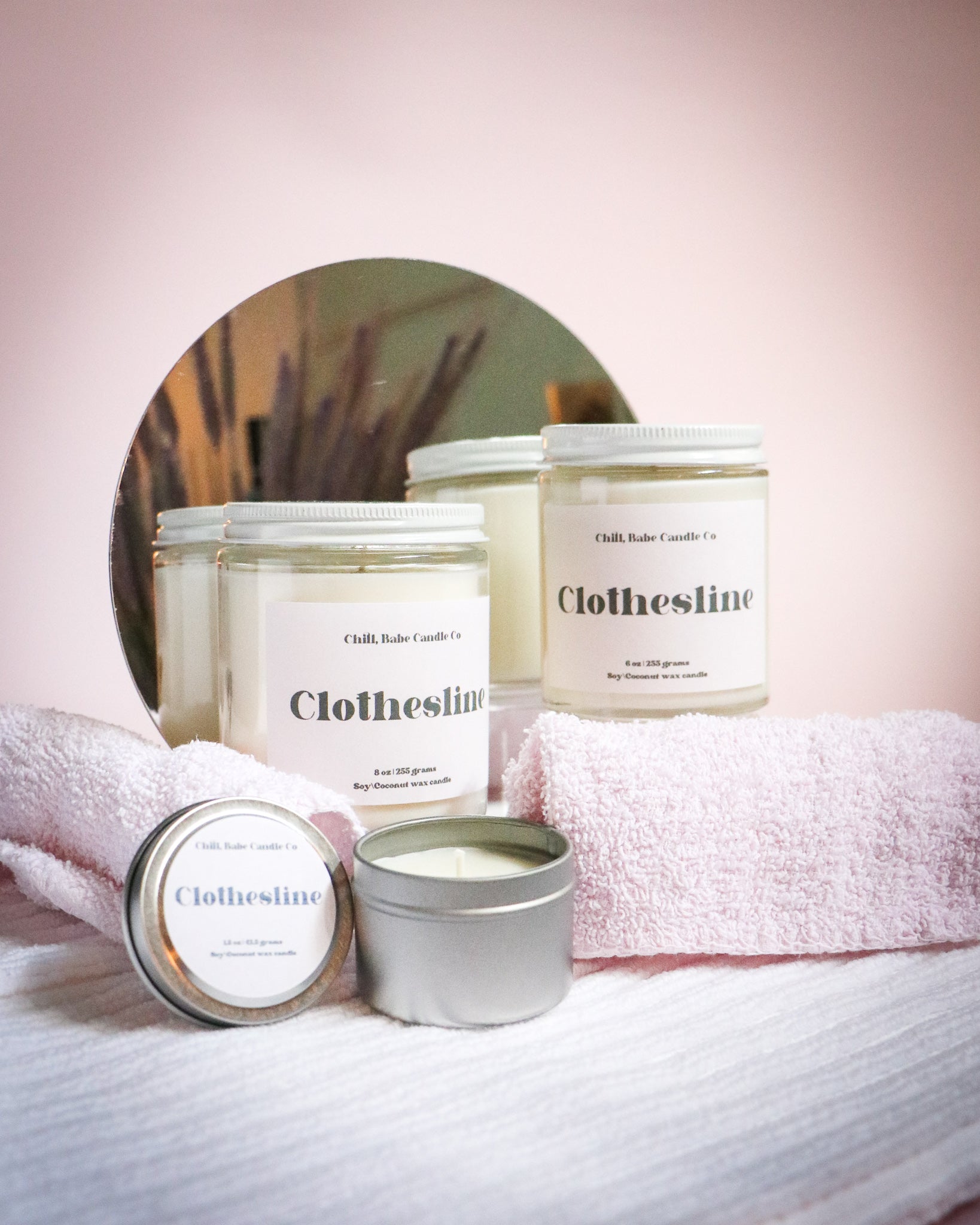 Clothesline Candle Cotton and iris scented