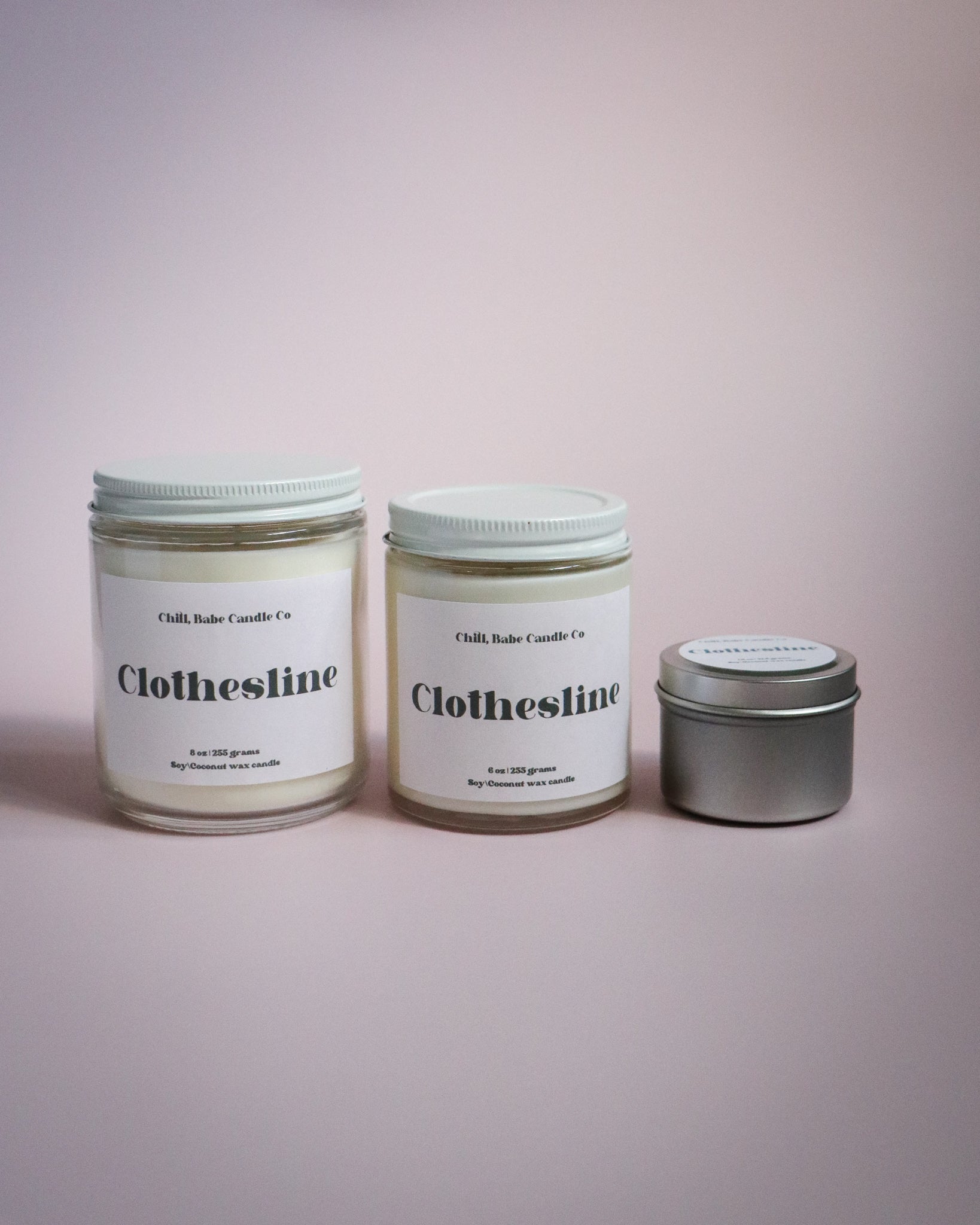 three sizes of the clothes line candles