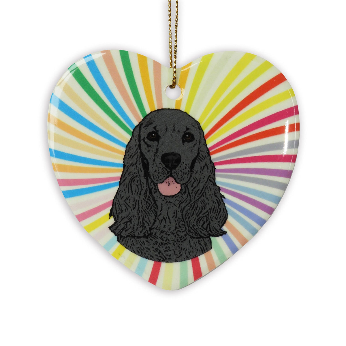 Cocker Spaniel Black Ceramic Heart Ornament