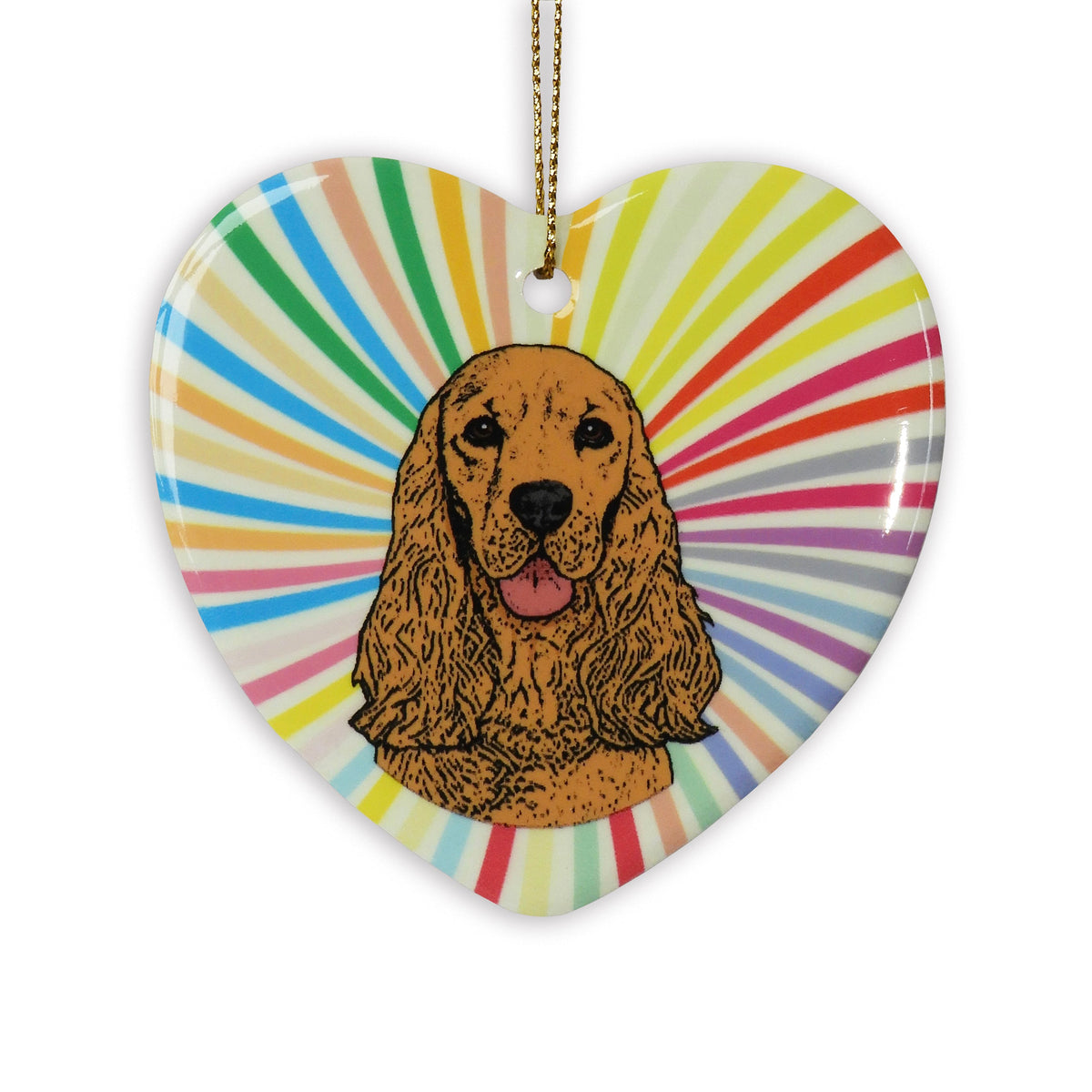 Cocker Spaniel Ceramic Heart Ornament