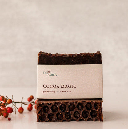 Close-up of Cocoa Magic soap with  coffee tones – Fig &amp; Grove