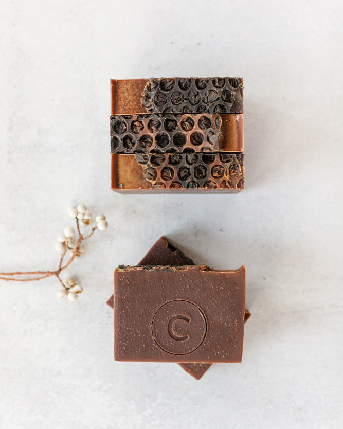 Cocoa Magic handmade soap bar in rich chocolate-brown – Fig &amp; Grove