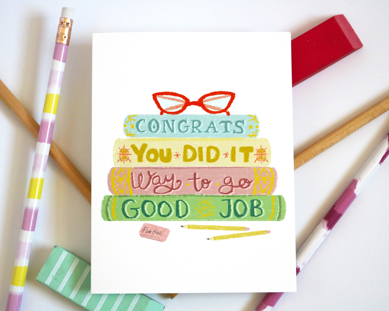 Stack of Books Congratulations Greeting Card